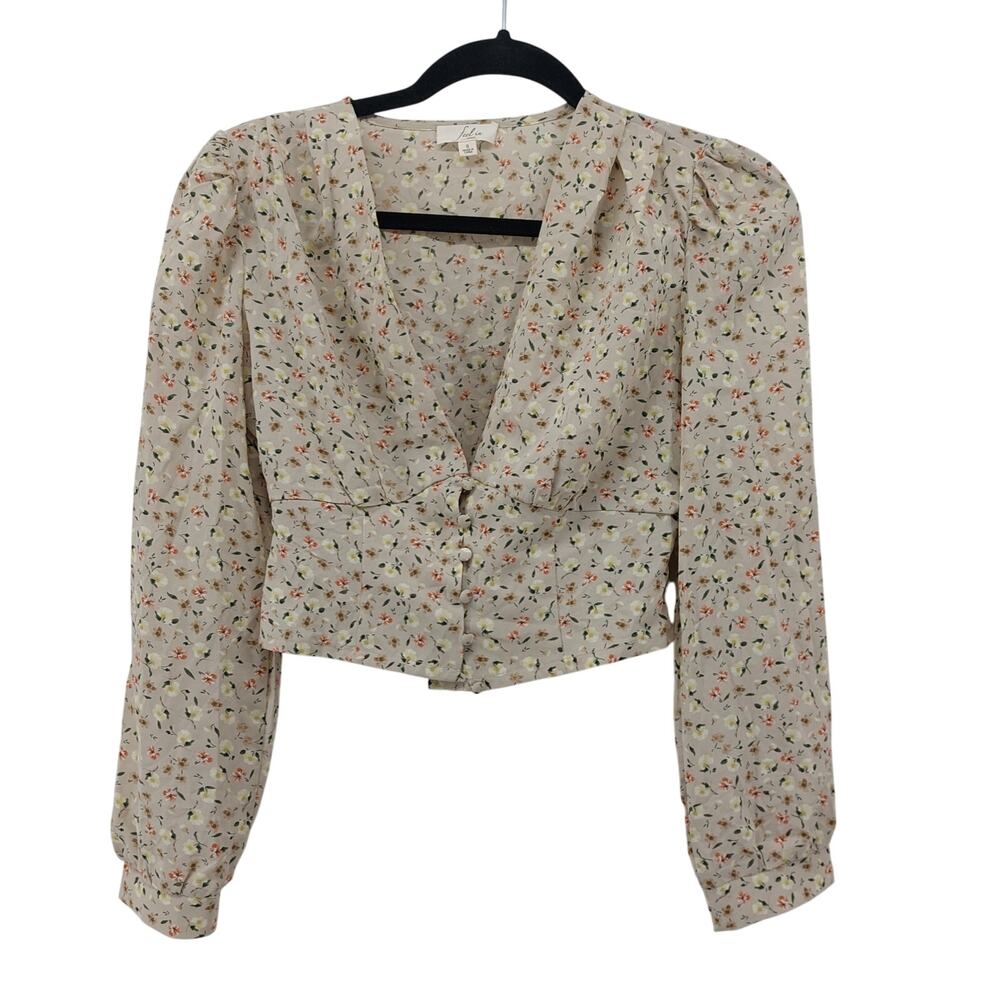 Feel In Womens Coquette Floral Sz S Blouse Smocked Waist Top